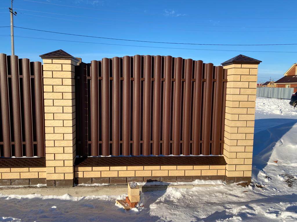 Забор из евроштакетника 57м RAL8017/8017 Шоколад двухсторонний МАТТЕ в Рязани